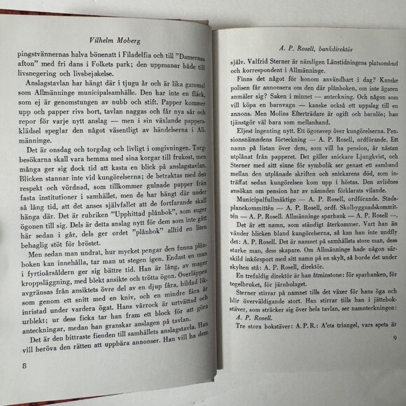 Vilhelm Moberg A.P. Rosell Bankdirektör First Edition HC 1946 Swedish Language - Picture 12 of 16